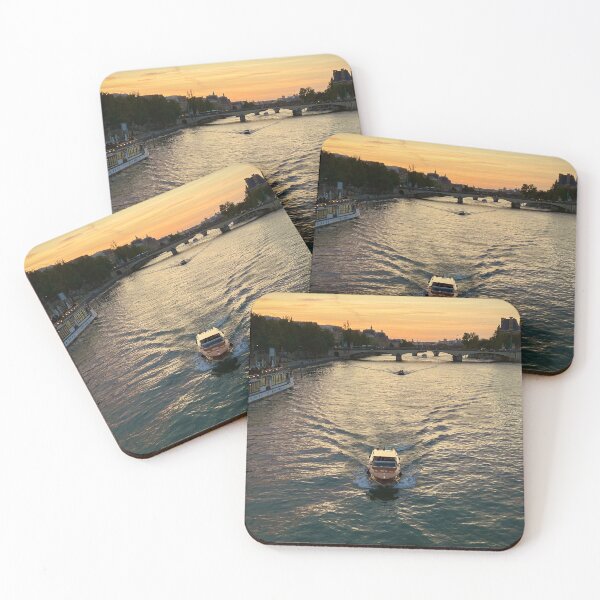 Item preview, Boat navigating the Seine river at sunset designed and sold by Travel Planet.