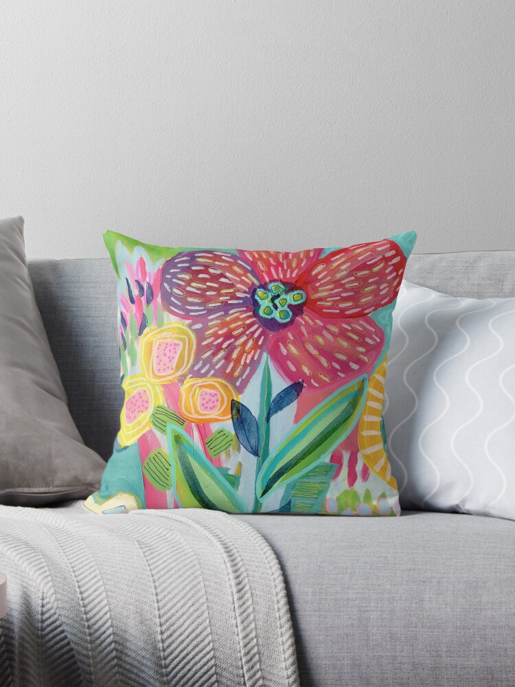 Thumbnail 1 of 4, Pillow, Happy Garden designed and sold by suzanneallard.