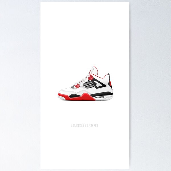 Jordan 4 X Fire Red Shoe Design Poster