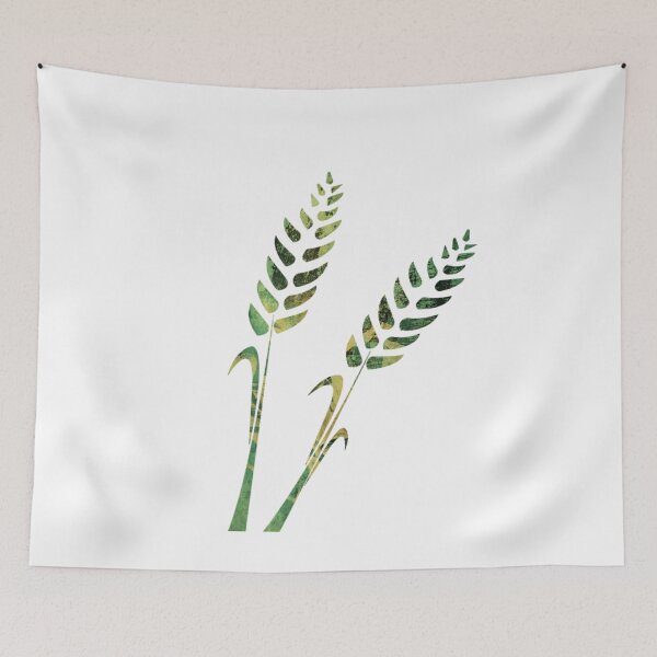 Item preview, Green nature wheat grass design on white background designed and sold by Areashor.