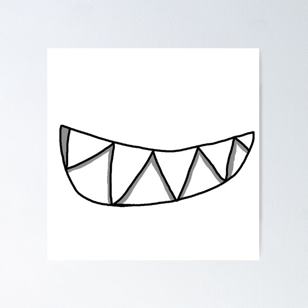 Happy eyes, grinning sharp teeth. Kawaii anime smirking face. Photographic  Print for Sale by yashik