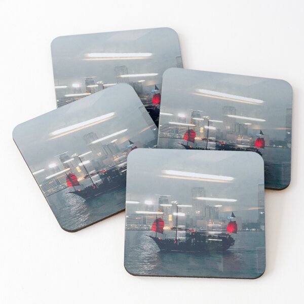 Item preview, Hong Kong red junk boat reflection designed and sold by Travel Planet.
