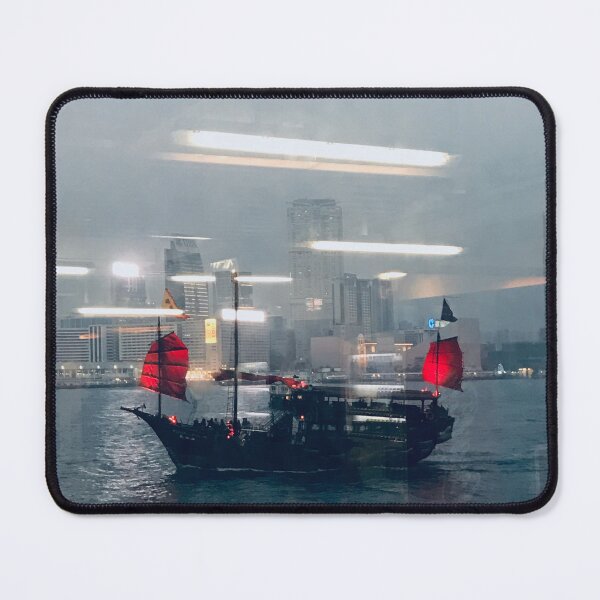 Item preview, Hong Kong red junk boat reflection designed and sold by Travel Planet.