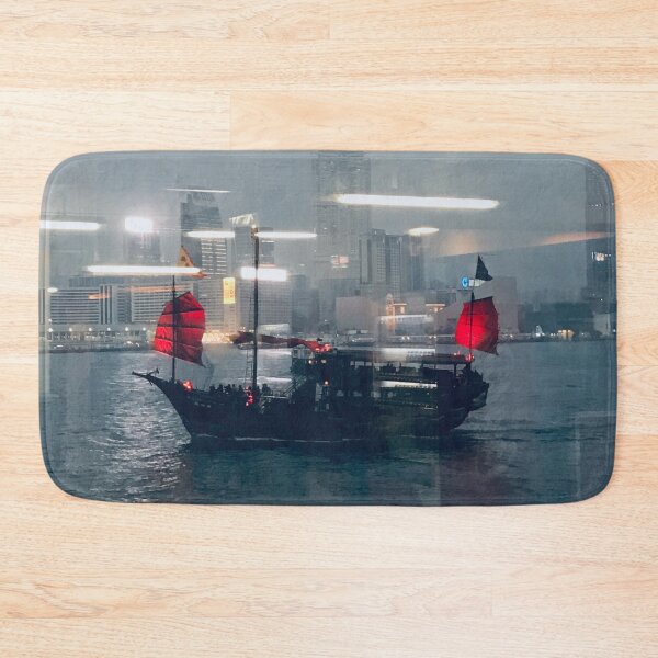 Item preview, Hong Kong red junk boat reflection designed and sold by Travel Planet.