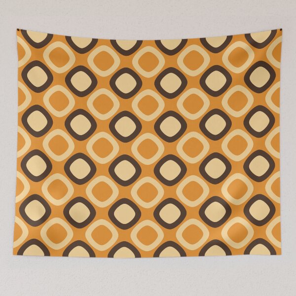 Item preview, Retro Mid Century Mod Squares Geometric Design In Orange, Brown and Cream designed and sold by lovevisionkarma.