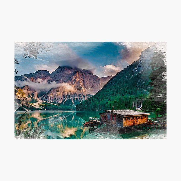 Mountains and lake Photographic Print