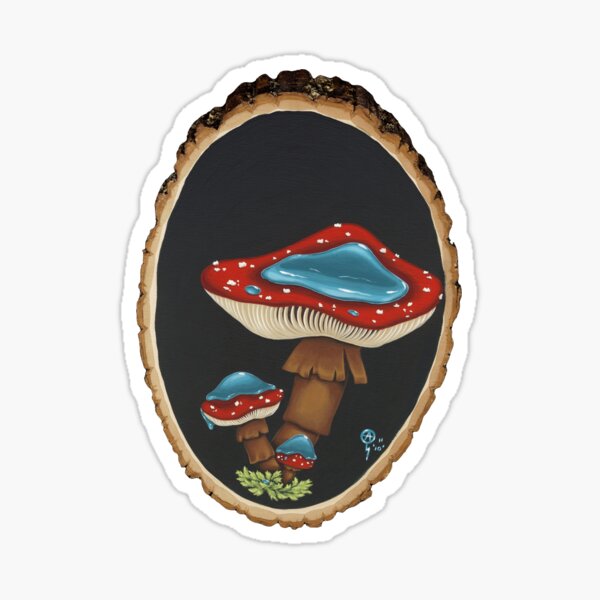 Teal candy mushrooms woodland mushroom art Sticker