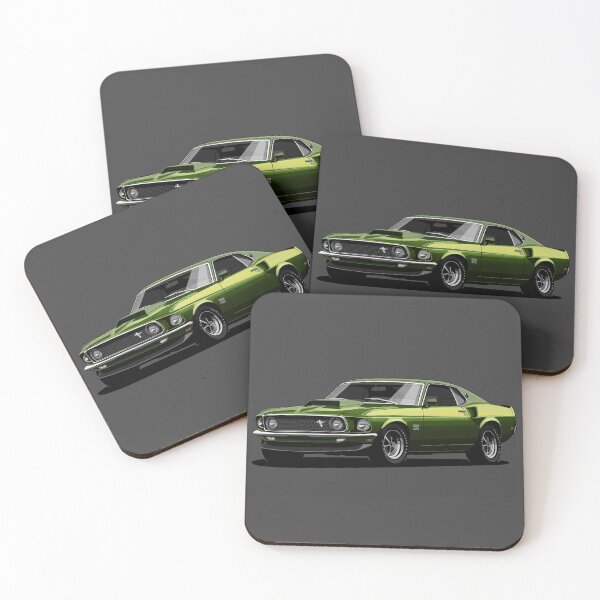 Item preview, Ford Mustang 1969 Boss 429 green - Muscle car - USA designed and sold by SketchNinja.