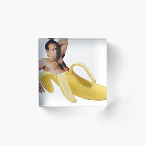 Nicolas Cage In A Banana - Original Yellow Acrylic Block