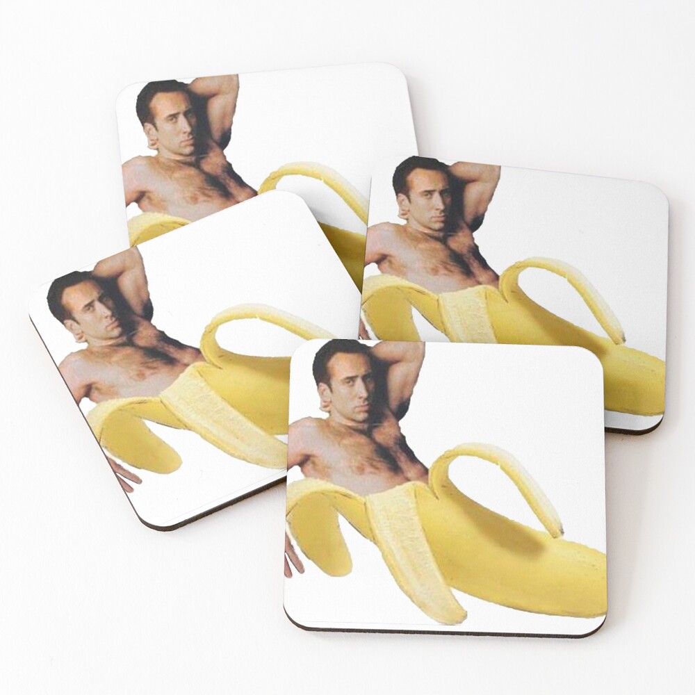 Nicolas Cage In A Banana - Original Yellow Coasters (Set of 4)
