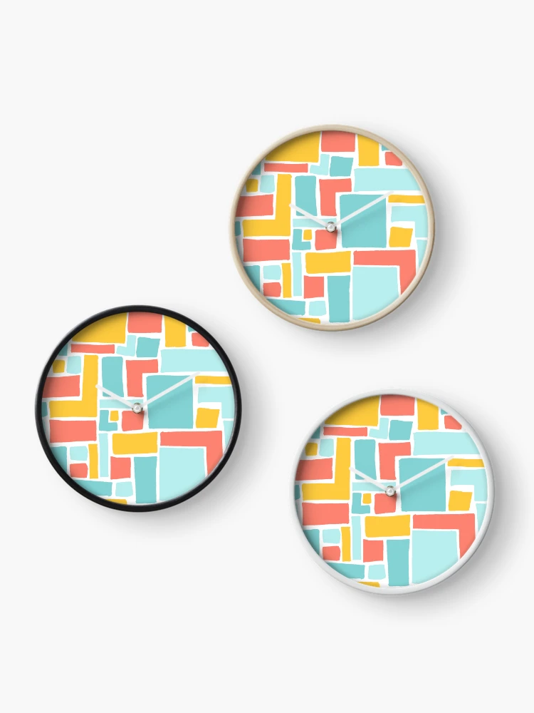 Thumbnail 3 of 4, Clock, Abstract Colorful Geometric Pattern- Primary Colors designed and sold by PaintInTheNight.