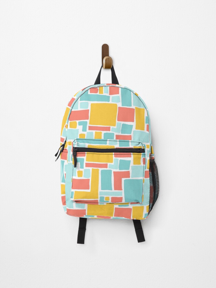 Thumbnail 1 of 3, Backpack, Abstract Colorful Geometric Pattern- Primary Colors designed and sold by PaintInTheNight.