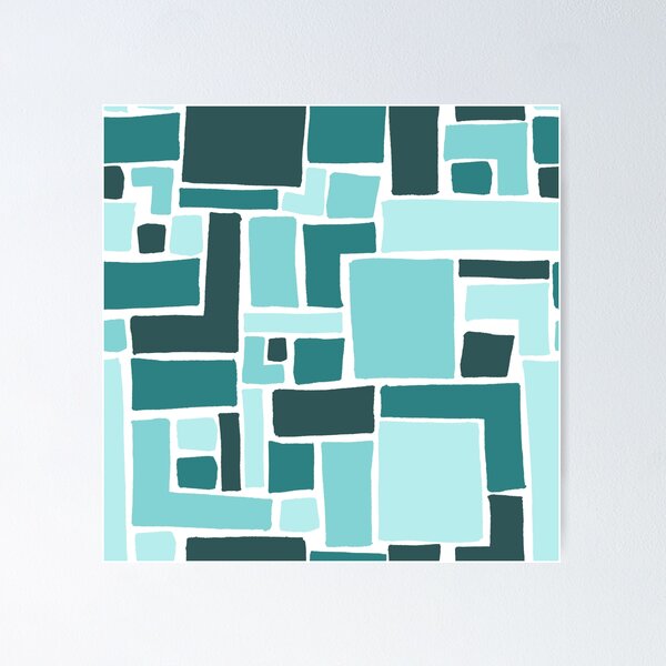 Item preview, Abstract Colorful Geometric Pattern- Blue Monochrome designed and sold by PaintInTheNight.