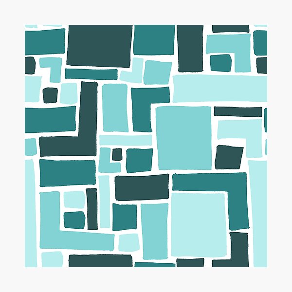 Item preview, Abstract Colorful Geometric Pattern- Blue Monochrome designed and sold by PaintInTheNight.