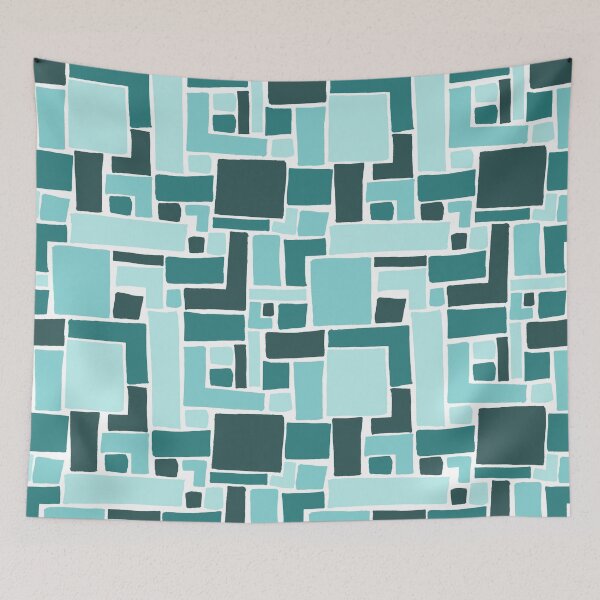 Item preview, Abstract Colorful Geometric Pattern- Blue Monochrome designed and sold by PaintInTheNight.