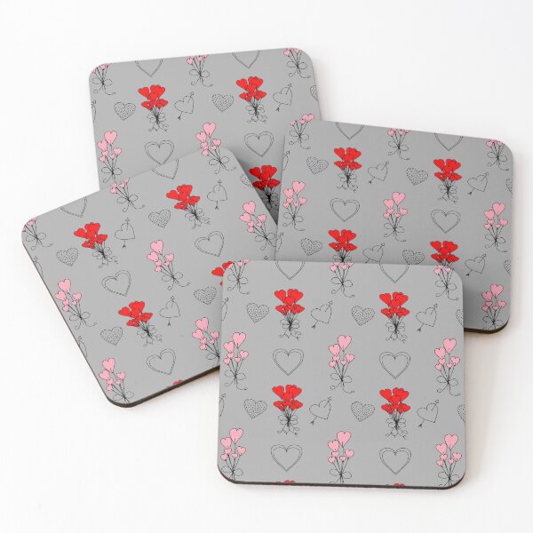 Item preview, Romantic Valentine Hearts Flowers Red and Pink Pattern designed and sold by Itaya Art.