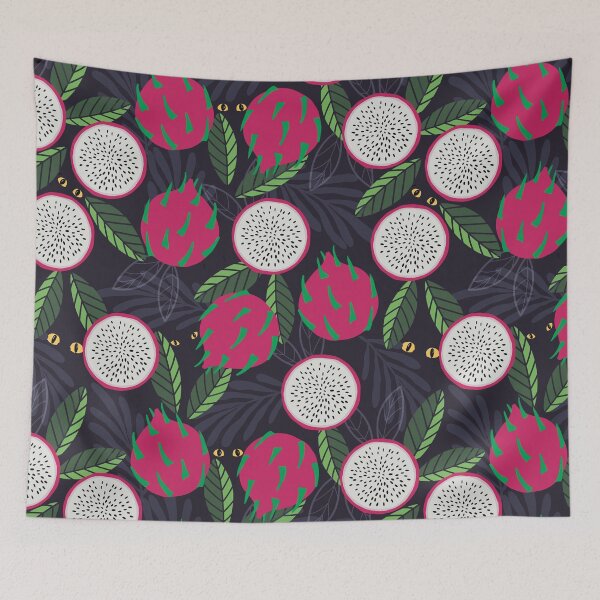 Item preview, Beautiful pattern with dragonfruits, scary eyes starring in the dark designed and sold by marina63.