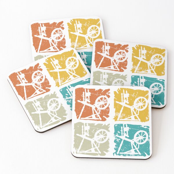 Item preview, Spinning Wheels Vintage Sunset Retro Squares for Handspinners designed and sold by DSeller.
