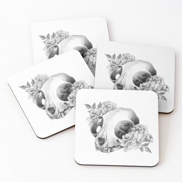 Item preview, Cat skull with roses designed and sold by AltarVision.