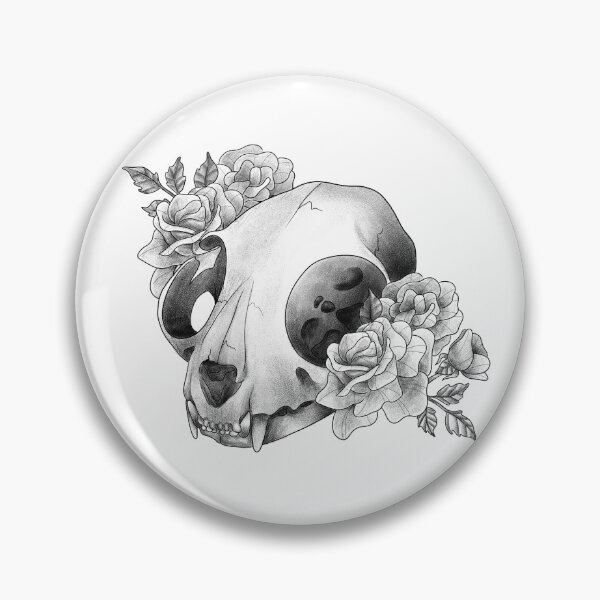Item preview, Cat skull with roses designed and sold by AltarVision.