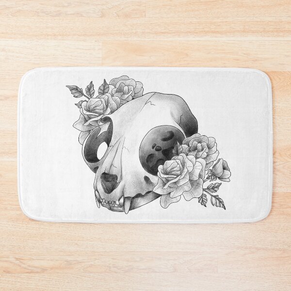 Item preview, Cat skull with roses designed and sold by AltarVision.