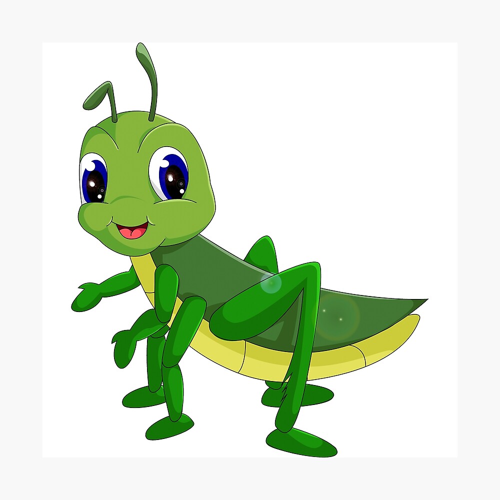 A Little Cute Green Grasshopper, Design Animal Cartoon Vector Illustration