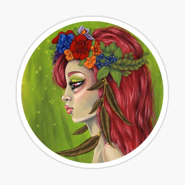May Flowers big eye fantasy art Sticker