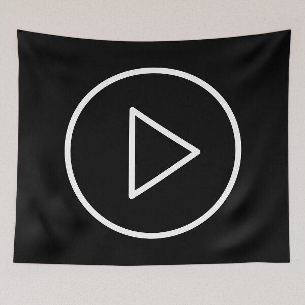 Item preview, Play Button 003 White on Black Outline designed and sold by Rupert Russell.