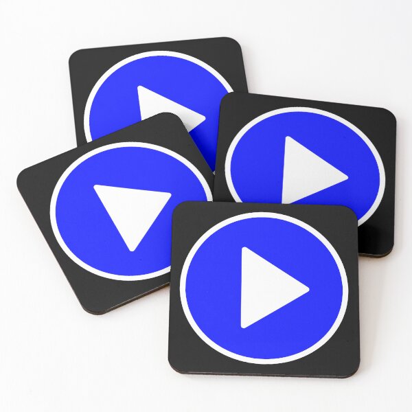 Item preview, Play Button 003 White Outline Blue Fill designed and sold by Rupert Russell.