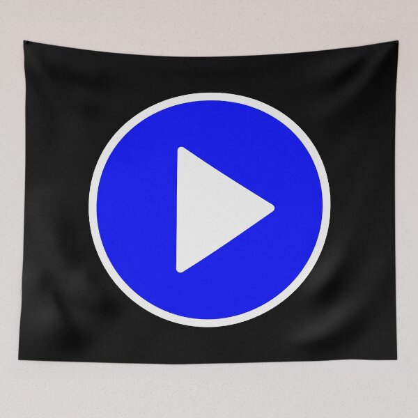 Item preview, Play Button 003 White Outline Blue Fill designed and sold by Rupert Russell.