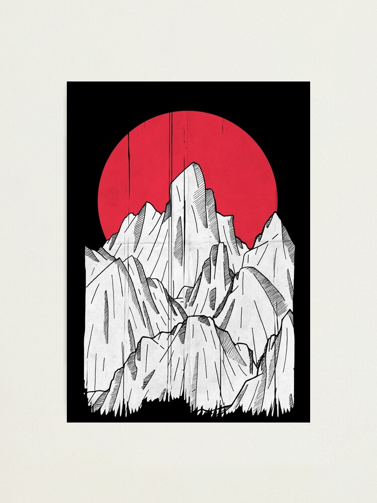 Photographic Print, The red sun and the mountain designed and sold by steveswade
