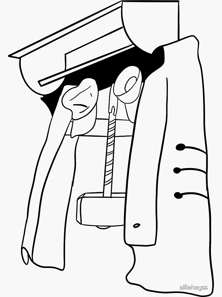 "mjolnir hanging on a coat rack" Sticker by alliehayss Redbubble