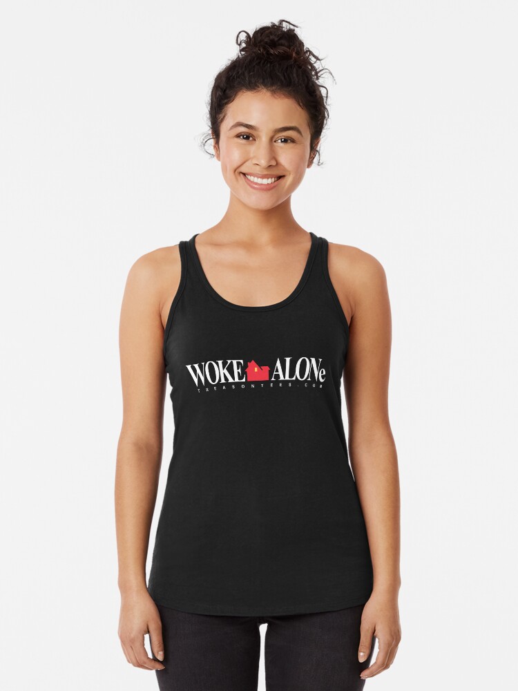 Thumbnail 1 of 3, Racerback Tank Top, Woke Alone designed and sold by CamelotDaily.