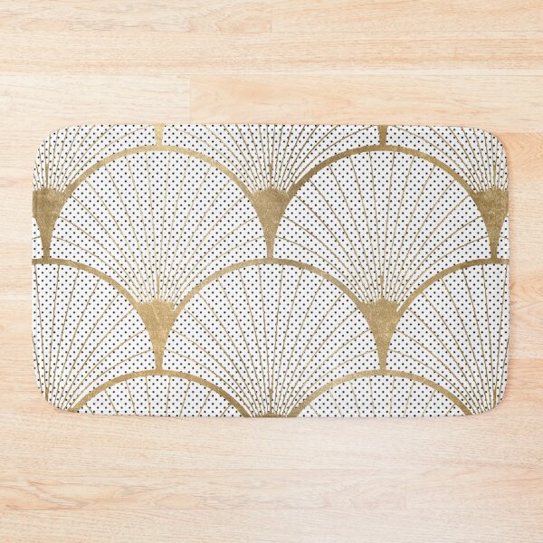 Item preview, Art Deco pattern - golden polkadot fans designed and sold by RoseAesthetic.