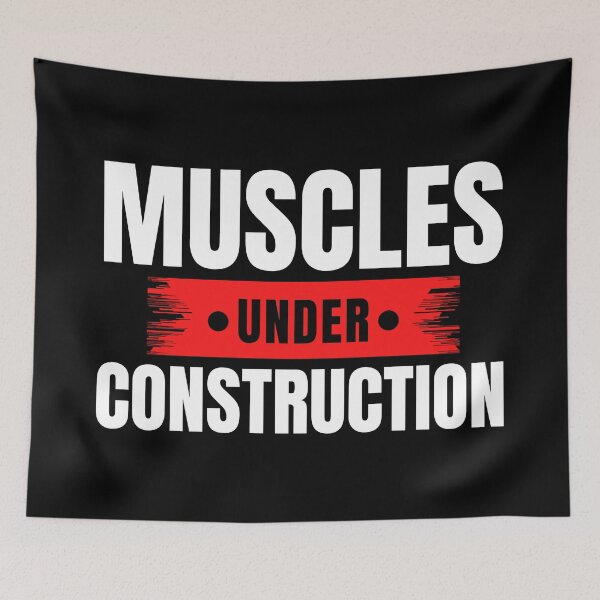 Item preview, Muscles Under Construction Bulking Gains Gym Humor designed and sold by EllConApparel.