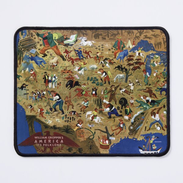 Artikelvorschau, Bildlicher Kartendruck: William Groppers Amerika, seine Folklore, 1946. entworfen und verkauft von vintagemapstore.