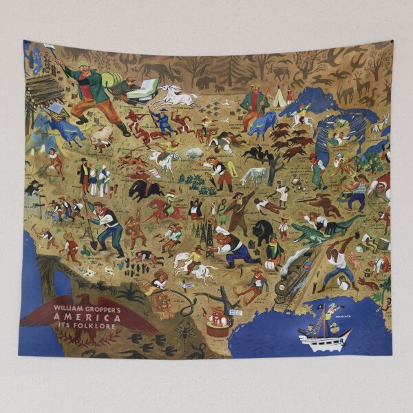 Item preview,  Pictorial Map Print: William Gropper's America, its folklore, 1946. designed and sold by vintagemapstore.