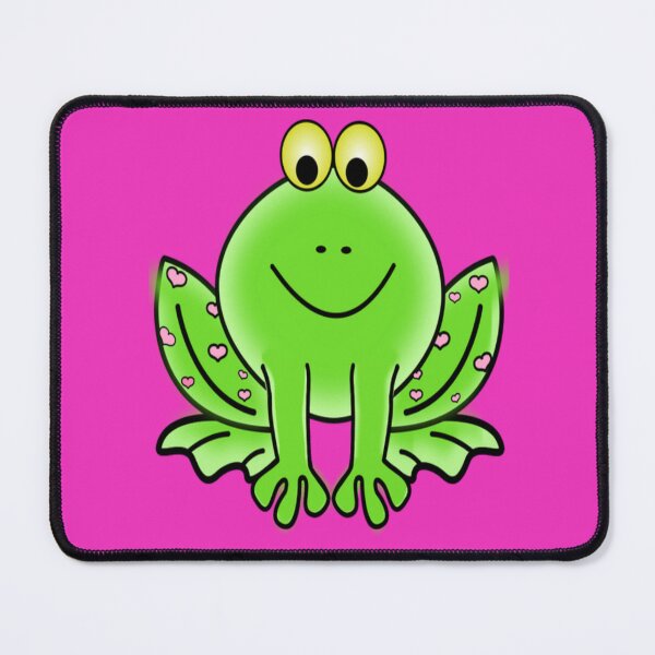 Item preview, Green Valentine Frog Smiling with Pink Hearts  designed and sold by CheeryDK.