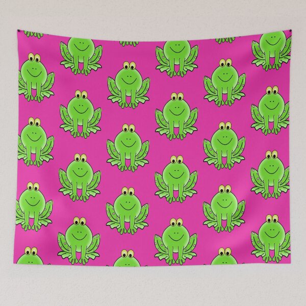 Item preview, Green Valentine Frog Smiling with Pink Hearts  designed and sold by CheeryDK.