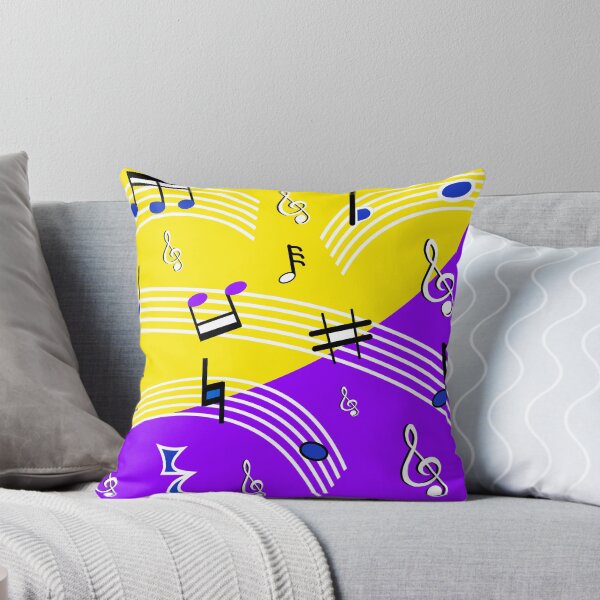 Item preview, Music Symbols on Curved Music Bars against a Yellow Purple Background designed and sold by ThisNThatImages.