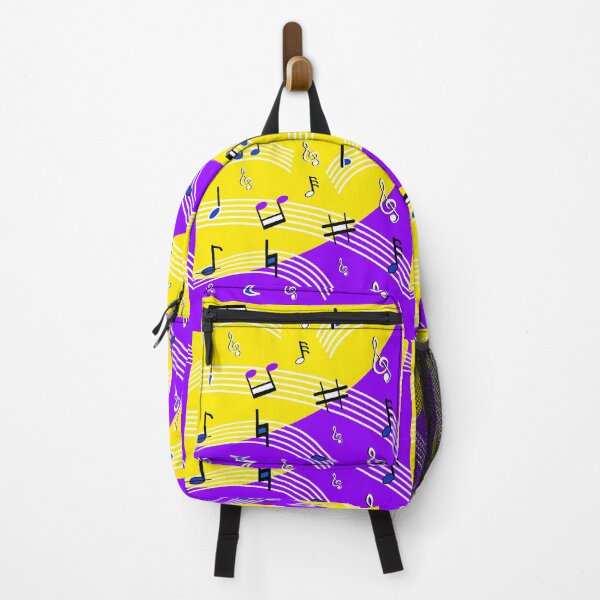 Item preview, Music Symbols on Curved Music Bars against a Yellow Purple Background designed and sold by ThisNThatImages.