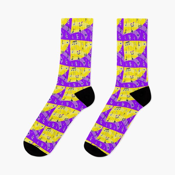 Item preview, Music Symbols on Curved Music Bars against a Yellow Purple Background designed and sold by ThisNThatImages.