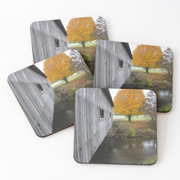 Item preview, Covered Bridge with Colorful Maple Tree designed and sold by MADowdPhotos.