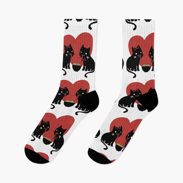 Item preview, Cat Eating Ramen Cute Noodles With Girlfriend With Love (in black color) designed and sold by mrGoodwin90.