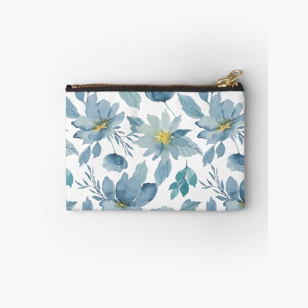 Item preview, Blue & White Watercolor Floral Pattern on White Background designed and sold by linime1984.