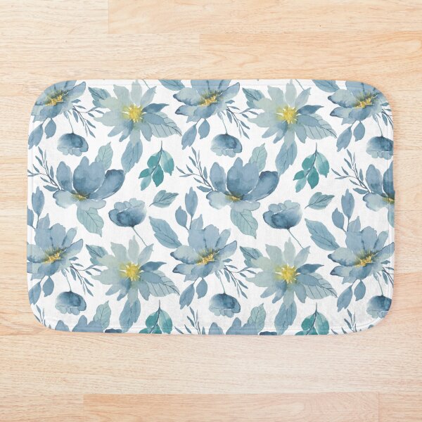Item preview, Blue & White Watercolor Floral Pattern on White Background designed and sold by linime1984.