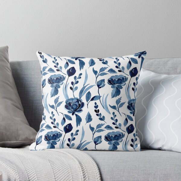 Item preview, French Blue & White Country/ Vintage Watercolor Floral Pattern  designed and sold by linime1984.