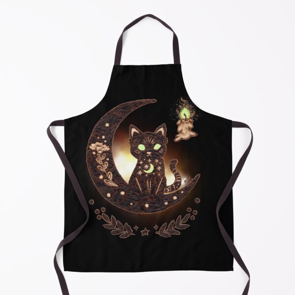 Item preview, Black Kitty Moon Candle Flame Woodburn designed and sold by MoodyMuseArt.