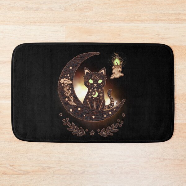 Item preview, Black Kitty Moon Candle Flame Woodburn designed and sold by MoodyMuseArt.