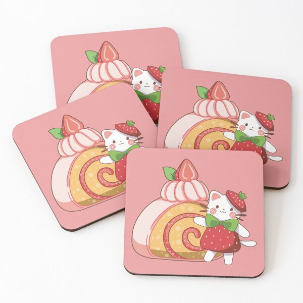 Item preview, Kawaii Cat And Strawberry Cake designed and sold by Kawaii-Bappa.